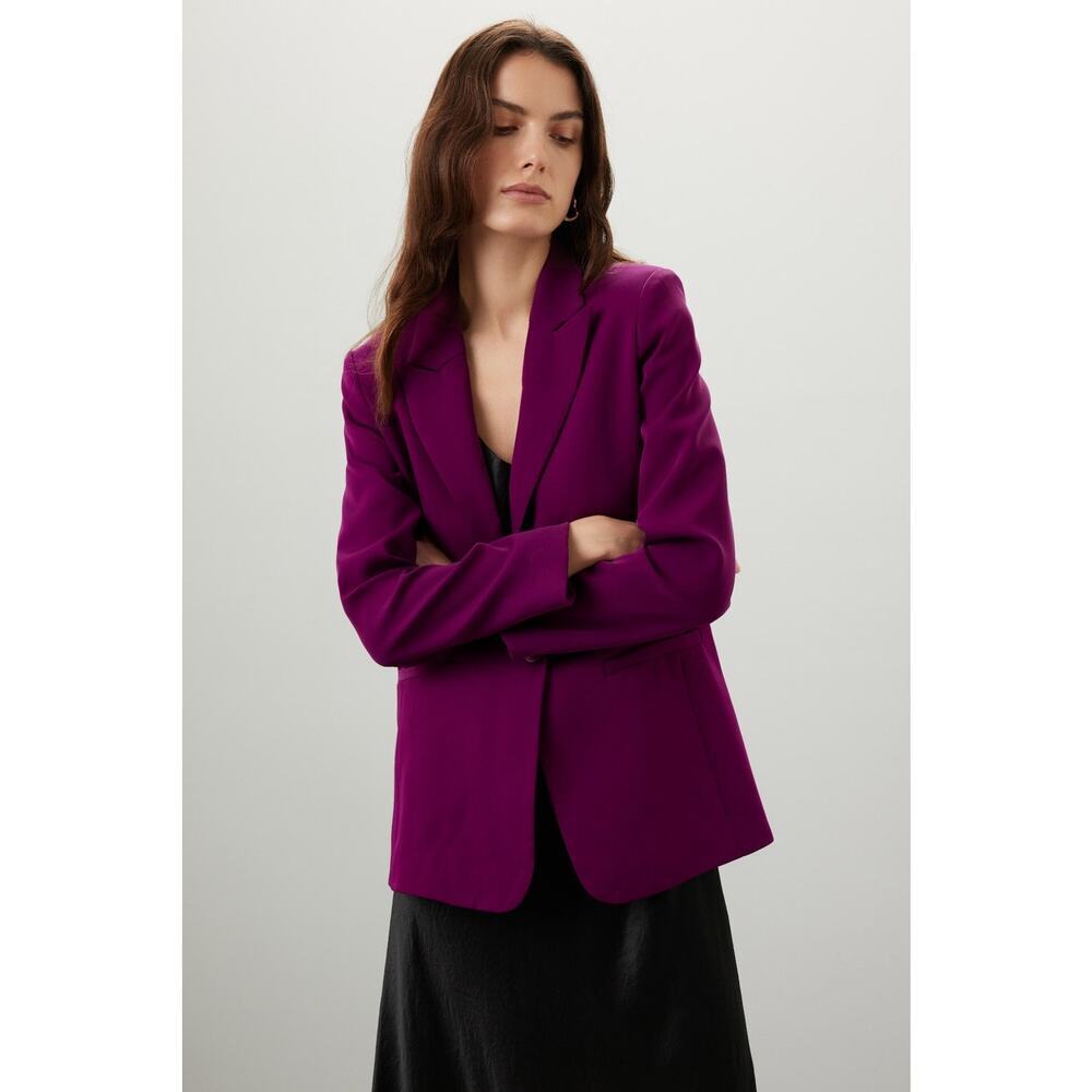 ENDLESS ROSE Purple Crepe Front Button Closure Jacket Blazer Size Medium - Picture 3 of 15